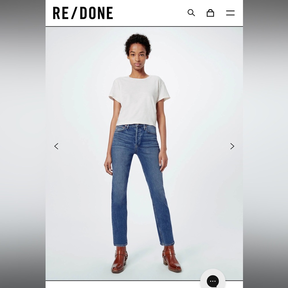 RE/DONE high rise ankle crop stretch. Size 26.